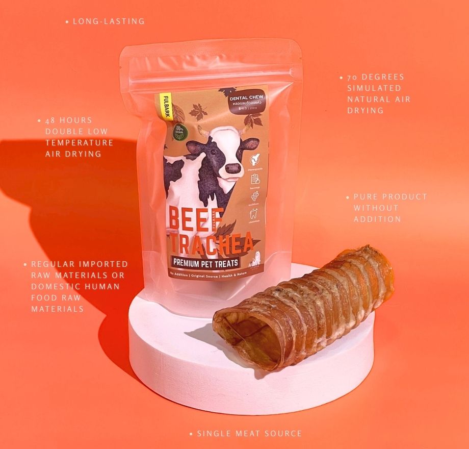 หลอดลมวัวอบแห้ง ไม่สังเคราะห์ Fulbark ขนมสุนัขขัดฟัน ช่วยบำรุงกระดูกและข้อ ลดหินปูน ขนมสุนัข