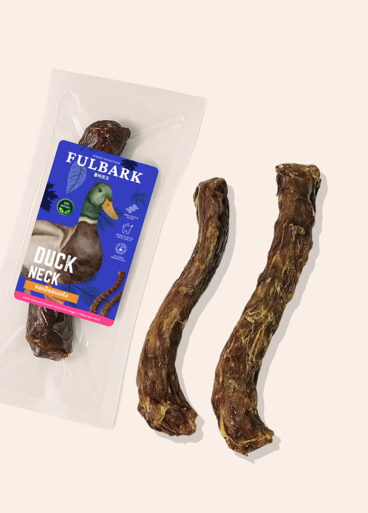 คอเป็ดอบแห้ง fulbark ขนมขัดฟันสุนัขและแมว